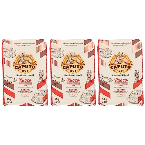 Molino Caputo Pizzamehl Set mit Gratis Pizzateigkarte von MIGASE - je 3x1kg. Folgende Sorten sind erhältlich. Cuoco, Pizzeria, Doppio Zero, Nuvola, Manitoba und Semola (3x1kg Cuoco) von MIGASE