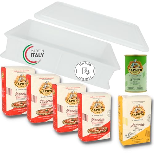 MIGASE Pizzaballenbox 40x30x10cm, 4x1kg Caputo Pizzeria, 1x1kg Semola, 100g Livieto (Trockenhefe) von MIGASE