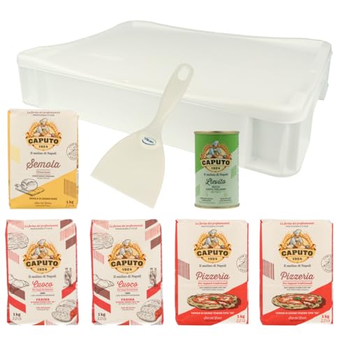 Pizzaset Premium,1 Pizzaballenbox mit Deckel, 2kg Caputo Cuoco und 2kg Pizzeria, 1kg Semola, 100g Trockenhefe, 1 Teigspachtel Pizzaset Premium,1 Pizzaballenbox mit Deckel, 2kg Caputo Cuoco und 2kg Pizzeria, 1kg Semola, 100g Trockenhefe, 1 Teigspachtel von MIGASE