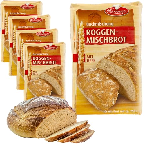 Roggenmischbrot Brotbackmischung von Frießinger Mühle, 5x500g, für den Backofen, Holzofen oder Brotbackautomaten. Gratis Teigkarte von MIGASE von MIGASE