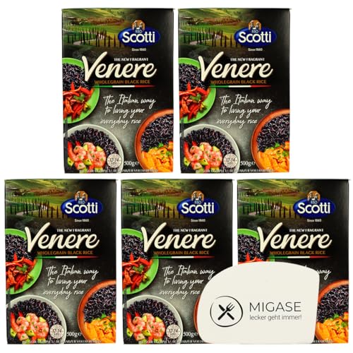 Scotti Venere, schwarzer Vollkorn-Reis, 5x500g + Gratis MIGASE Teigkarte von MIGASE