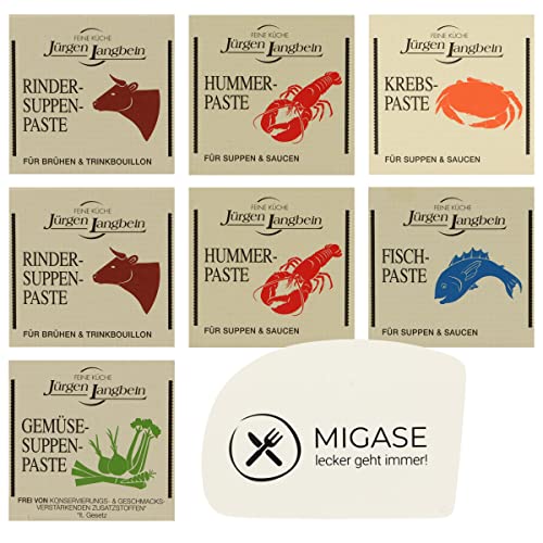 Suppenpasten Set inkl. Gartis MIGASE Teigkarte - Jürgen Langbein - 2 Rindersuppenpasten - 2 Hummersuppenpasten - 1 Krebspaste - 1 Fischpaste - 1 Gemüsesuppenpaste - 50g je Würfel Suppenpasten Set inkl. Gartis MIGASE Teigkarte - Jürgen Langbein - 2 Rindersuppenpasten - 2 Hummersuppenpasten - 1 Krebspaste - 1 Fischpaste - 1 Gemüsesuppenpaste - 50g je Würfel von MIGASE