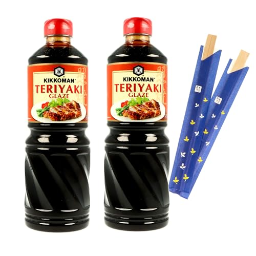 Teriyaki Saucen in verschiedenen Geschmacksrichtungen. Die besten von Kikkoman (Teriyaki Glaze, 2x975ml + 2 Chopsticks) von MIGASE