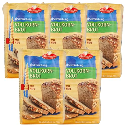 Vollkornbrot Brotbackmischung von Frießinger Mühle, 5x500g, für den Backofen, Holzofen oder Brotbackautomaten. Gratis Teigkarte von MIGASE von MIGASE