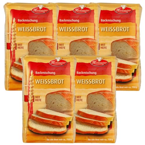 Weissbrot Brotbackmischung von Frießinger Mühle, 5x500g, für den Backofen, Holzofen oder Brotbackautomaten. Gratis Teigkarte von MIGASE von MIGASE