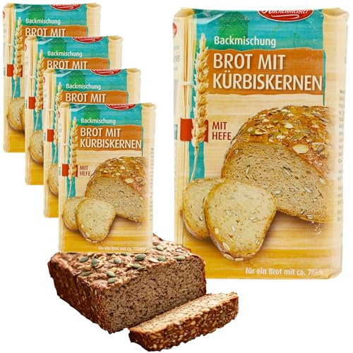 Weizenmischbrot mit Kürbiskernen, Brotbackmischung von Frießinger Mühle, 5x500g, für den Backofen, Holzofen oder Brotbackautomaten. Weizenmischbrot mit Kürbiskernen, Brotbackmischung von Frießinger Mühle, 5x500g, für den Backofen, Holzofen oder Brotbackautomaten. von MIGASE