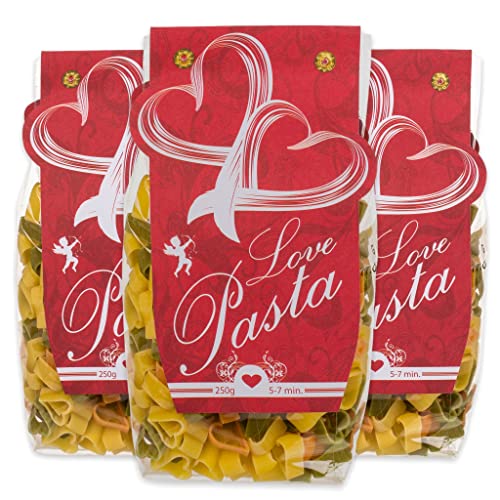MIJOMA 3er Pack Italienische Herznudeln - Hartweizengrieß Nudeln in Liebe Vollendeter Herzform - Mit Tomate & Spinat Perfektionierte Love Pasta - ideales Mitbringsel, 3x250g von MIJOMA
