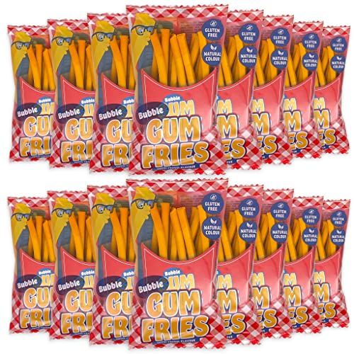 Kaugummi-Pommes Bubble Gum Fries, lange Pommes Frites Kaugummi mit Tutti Frutti Geschmack, glutenfrei, natürliche Farbstoffe (16er Pack (16 x 60g)) von MIJOMA