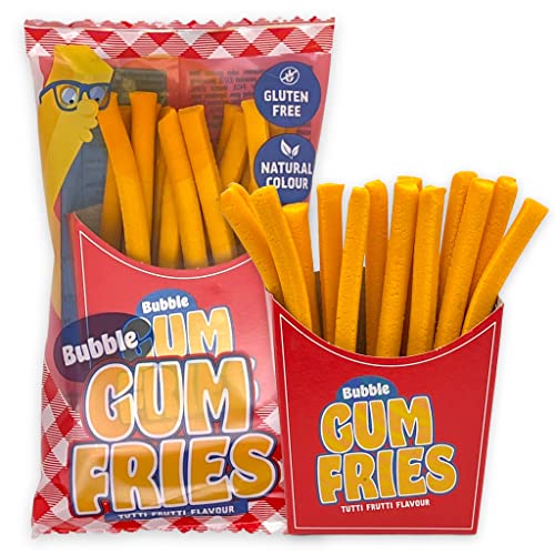 Kaugummi-Pommes Bubble Gum Fries, lange Pommes Frites Kaugummi mit Tutti Frutti Geschmack, glutenfrei, natürliche Farbstoffe (1er Pack (1 x 60g)) von MIJOMA