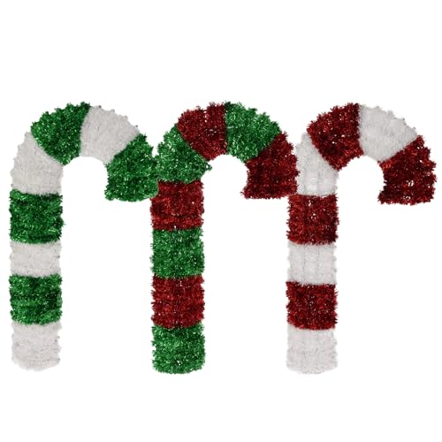 MIJOMA 3-teilige Weihnachts-Wanddeko Zuckerstangen, Wanddekoration Weihnachtsdeko, Festliche Dekoration aus Glitzer-Kunststoff, 38 x 21 cm, Perfekt für Kinderherzen MIJOMA 3-teilige Weihnachts-Wanddeko Zuckerstangen, Wanddekoration Weihnachtsdeko, Festliche Dekoration aus Glitzer-Kunststoff, 38 x 21 cm, Perfekt für Kinderherzen von MIJOMA
