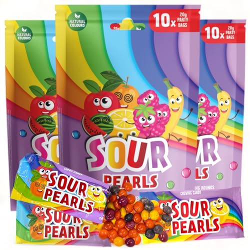MIJOMA Candy-Set Sour Pearls - Knackige und Fruchtige Dragees - 30 Verlockende Minitütchen für Geschmacksexplosionen - Glutenfrei und Halal - Erleben Sie das Süßigkeitenerlebnis! von MIJOMA