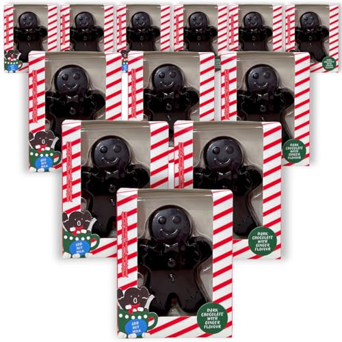 MIJOMA Set Schokobombe Lebkuchenmann – Köstliche dunkle Schokolade mit Ingwergeschmack & Mini-Marshmallows gefüllt – Perfekt für heiße Schokolade & Weihnachtszeit – 40g pro Schokofreude (12) von MIJOMA
