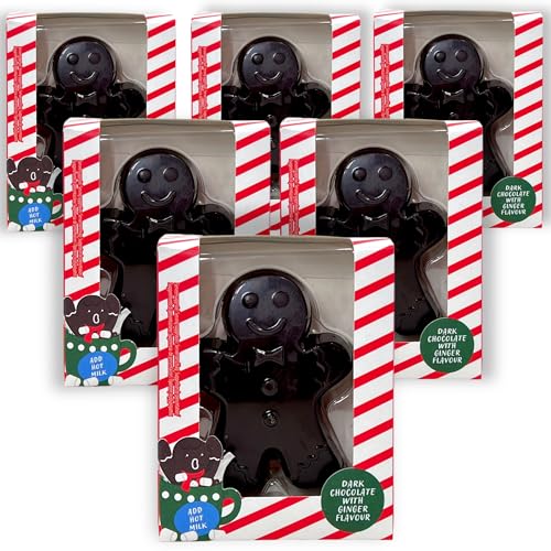 MIJOMA Set Schokobombe Lebkuchenmann – Köstliche dunkle Schokolade mit Ingwergeschmack & Mini-Marshmallows gefüllt – Perfekt für heiße Schokolade & Weihnachtszeit – 40g pro Schokofreude (6) von MIJOMA