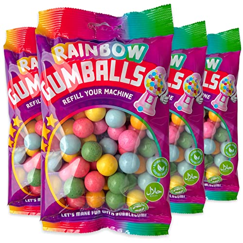 800g Nachfüllkaugummis für Kaugummispender Kaugummiautomat Kaugummimaschine Gumball Machine Chewing Gum, natürliche Farbstoffe, glutenfrei, halal (4x 200g Nachfüllkaugummis) von MIK funshopping