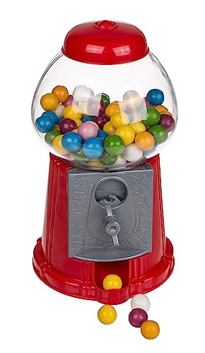 Kaugummispender Kaugummiautomat Kaugummimaschine Gumball Machine mit Chewing Gum bunten Kaugummi-Kugeln gefüllt, nachfüllbar, ca. 20 cm (Retro Rot) von MIK funshopping
