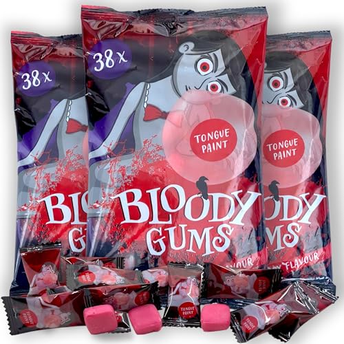 MIK funshopping Halloween Süßigkeiten Süßwaren - Gruseliges Mitgebsel für Party & Schrecklich blutende Kaugummis, Candy einzeln verpackt (Bloody Gums, 3 Tüten a 152g) von MIK funshopping