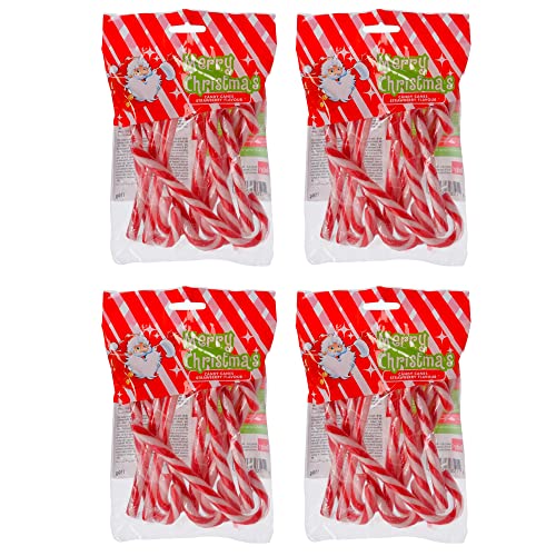 Rot-Weiß gestreifte Zuckerstangen Candy Canes mit Erdbeergeschmack, Weihnachtsdekoration Christbaumdekoration (Erdbeere, 4x 150g Beutel -44 Stück) von MIK funshopping