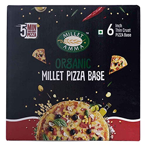 MILLET AMMA Bio-Hirse-Pizzaboden - 200g | 70 % Hirseanteil | Dünne Kruste | 6 Stück Pizzaböden im Karton | Bereit zum Kochen | 100 % vegan und glutenfrei | Gesunder Schlag als normaler Pizzaboden von MILLET AMMA