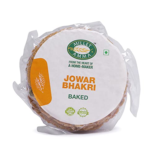 MILLET AMMA Gebackener Jowar Bhakhri – 360 GMS | (2er-Pack – je 180 g) | Verzehrfertig | Beste Wahl für Snacks, Partys und Veranstaltungen | Gesunde traditionelle Gujarati-Snacks von MILLET AMMA