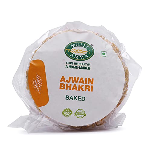 MILLET AMMA Gebackenes Ajwain Bhakhri – 360 g | (2er-Pack – je 180 g) | Verzehrfertig | Beste Wahl für Snacks, Partys und Veranstaltungen | Gesunde traditionelle Gujarati-Snacks von MILLET AMMA