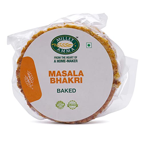 MILLET AMMA Gebackenes Masala Bhakhri – 360 g | (2er-Packung – je 180 g) | Verzehrfertig | Beste Wahl für Snacks, Partys und Veranstaltungen | Gesunde traditionelle Gujarati-Snacks von MILLET AMMA