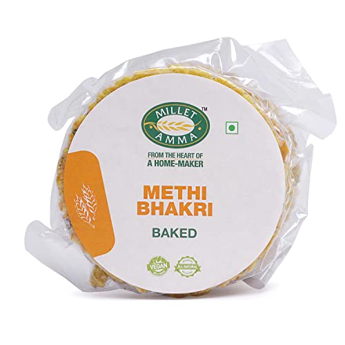 MILLET AMMA Gebackenes Methi Bhakhri – 360 g | (2er-Pack – je 180 g) | Verzehrfertig | Beste Wahl für Snacks, Partys und Veranstaltungen | Gesunde traditionelle Gujarati-Snacks von MILLET AMMA