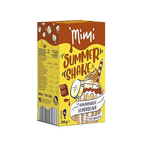 Mimi Summer Shake Bananensplit Schokolade, 4 x 10 Portionen, mit Milch oder Milchersatz zubereiten, erfrischendes Sommergetränk, lösliches Getränkepulver, mit Bananen- und Schokoladengeschmack von MIMI