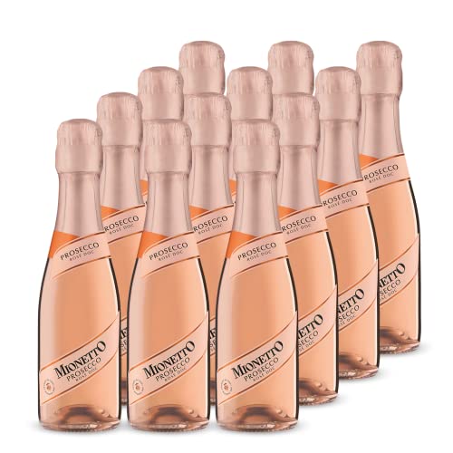 Mionetto Prosecco Rosé DOC Millesimato Extra Dry (12 x 0,20 l ) - Edler Rosé-Schaumwein aus Italien in eleganter Kleinflasche, Glera und Pinot Noir Trauben, handlich, für unterwegs, als Geschenk von MIONETTO