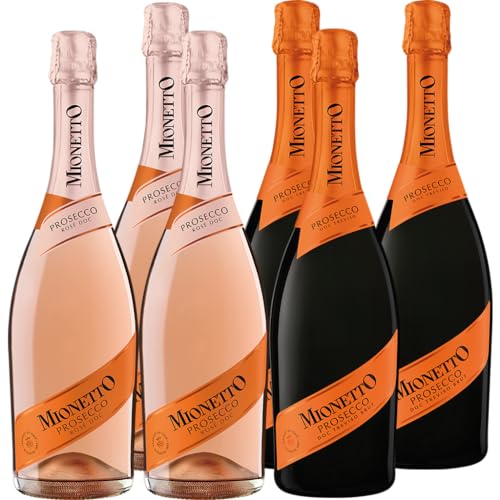 Probierpaket MIONETTO Prosecco Spumante DOC Treviso Brut (3 x 0,75 l) und Mionetto Prosecco Rosé DOC Millesimato (3 x 0,75 l), Prickelnder Schaumwein aus Italien - Ideal als Aperitif und zu Antipasti von MIONETTO