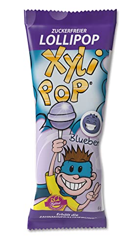 miradent XyliPOP® Blaubeere Bonboniere 25x 6g einzeln verpackt | zuckerfreier Lollipop mit Xylit gesüßt | zahnmineralisierend | fruchtiger Geschmack | ohne Aspartam, Sorbitol, Laktose, Gluten | vegan von MIRADENT