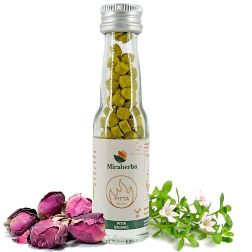 Miraherba Pitta Balance Teaballs - Ayurvedischer Kräutertee mit Brahmi, Rosenblüten und Cardamom zur Balance des Pitta-Dosas, Genuss ohne Teebeutel, 100% Bio-Zutaten - 30 Tassen von MIRAHERBA Happy · Healthy · Human