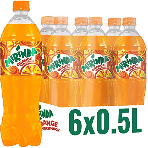 Mirinda, Das Original in Orange Classic, Limonade mit fruchtigem Orangengeschmack in Flaschen aus 100% recyceltem Material, EINWEG (6 x 0.5 l) von MIRINDA