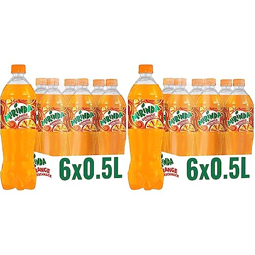 Mirinda, Das Original in Orange Classic, Limonade mit fruchtigem Orangengeschmack in Flaschen aus 100% recyceltem Material, EINWEG (6 x 0.5 l) (Packung mit 2) von MIRINDA