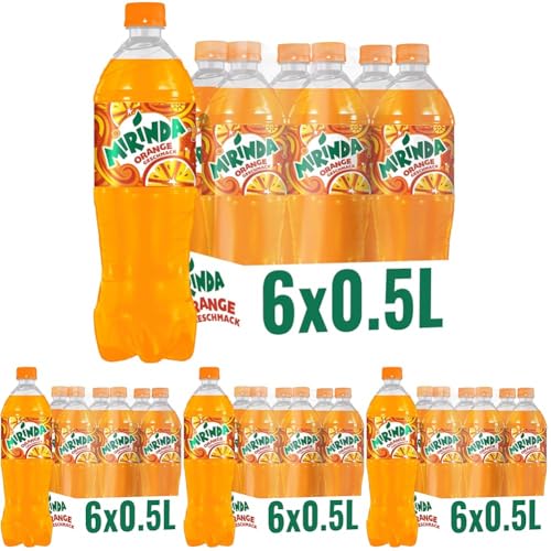 Mirinda, Das Original in Orange Classic, Limonade mit fruchtigem Orangengeschmack in Flaschen aus 100% recyceltem Material, EINWEG (6 x 0.5 l) (Packung mit 4) von MIRINDA