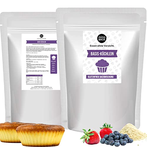 MITOBACK - Backmischung Basisküchlein: Basis Küchlein glutenfrei - Protein Fitness Muffin Fertigback-Mischung - Backmischung Hefefrei, Nussfrei & Eiweißreich ideal bei Diabetes & Zöliakie von MITOBACK