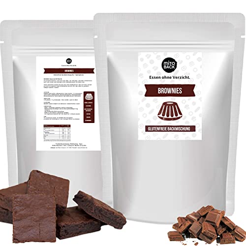 MITOBACK - Brownies Kuchen Backmischung 270 g - Schokoladen Kuchenbackmischung für Diabetiker: Glutenfrei, Hefefrei, Sojafrei, Ballaststoffreich - auch für Ketogene Ernährung und bei Zöliakie von MITOBACK