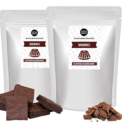 MITOBACK - 2er Set Brownies Kuchen Backmischungen á 270 g - Glutenfreie Schokoladen Kuchenbackmischungen auch bei Diabetes & Zöliakie: Ohne Geschmacksverstärker, Hefefrei & Ballaststoffreich von MITOBACK