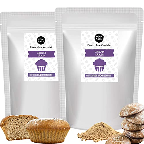 MITOBACK - Backmischung Lebkuchenküchlein: 2er Set Lebkuchen Küchlein glutenfrei - Protein Fitness Muffin Fertigback-Mischung - Backmischung Hefefrei, Nussfrei & Eiweißreich bei Diabetes & Zöliakie von MITOBACK