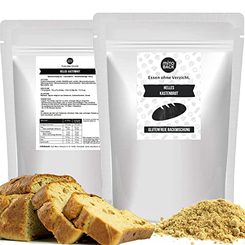 MITOBACK - Helles Kastenbrot Brotbackmischungen á 108 g - Glutenfreie Eiweiß Brotbackmischung - Brot Mischung für eine Fitness Ernährung - Eiweißbrot Sojafrei & Hefefrei ideal bei Diabetes & Zöliakie von MITOBACK