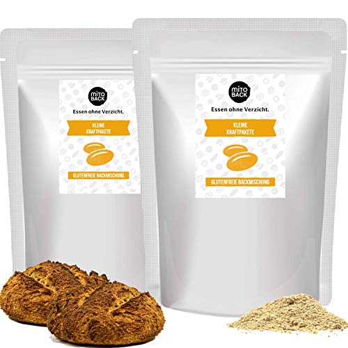 MITOBACK - Kleine Kraftpakete Brötchen aus Bambusfasern & Kartoffelfasern 2er Set á 263 g Packung (10 Brötchen): Glutenfrei Sojafrei & Hefefrei - Proteinreiche Mischung ideal bei Diabetes & Zöliakie von MITOBACK