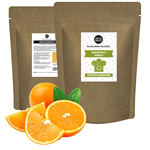 MITOBACK - Orangenschalen zum Kochen & Backen 1 x 35 g Packung - Orangen-Schale (Reibe) fein gerieben, gemahlen, unbehandelt & natürlich für Süßspeisen & Backwaren - Orangen-Mehl Pulver für Getränke von MITOBACK