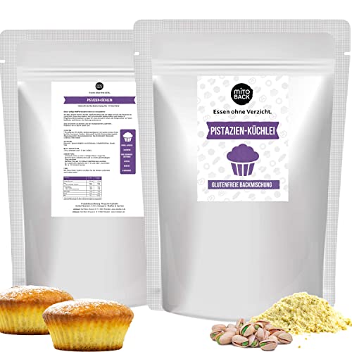 MITOBACK - Backmischung Pistazienküchlein: Pistazien Küchlein glutenfrei - Protein Fitness Muffin Fertigback-Mischung - Eiweißreiche Backmischung ideal bei Diabetes & Zöliakie von MITOBACK