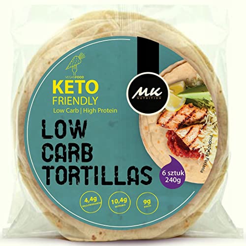 KETO Wrap LOW CARB Tortilla 4,4g carbs & 9g protein | 6 Stück (240g) | für Low Carb, Keto & Diabetiker | kebab, quesadilla, pizza von MK Nutrition