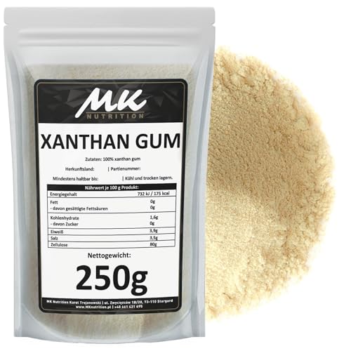 MK Nutrition Xanthan Gum 250g Natürliches Bindemittel Glutenfrei - Stabilisator für Eis, Suppen, Soßen - Xanthangummi Verdickungsmittel - Geschmacksneutral & Vegan von MK Nutrition