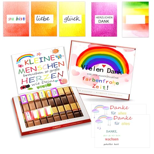 2-Sätze Grußkarte Erzieherin Aufkleber Set passend für Merci Schokolade 250g für Abschiedsgeschenk für Erzieher mit vorgedruckten Aufklebern I Geschenk zum Abschied Erzieherin Kita I ohne Schokolade 2-Sätze Grußkarte Erzieherin Aufkleber Set passend für Merci Schokolade 250g für Abschiedsgeschenk für Erzieher mit vorgedruckten Aufklebern I Geschenk zum Abschied Erzieherin Kita I ohne Schokolade von MKISHINE