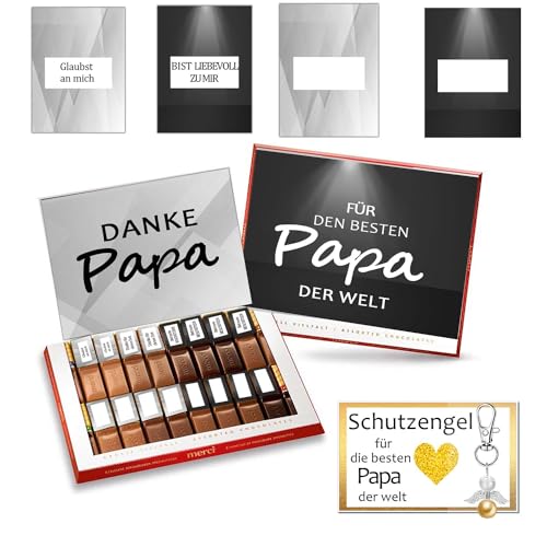 Geschenk Papa Aufkleber Set passend für Merci Schokolade 250g für Geburtstag Weihnachten Geschenk Vatertagsgeschenk für Papa + Grußkarte I ohne Schokolade Geschenk Papa Aufkleber Set passend für Merci Schokolade 250g für Geburtstag Weihnachten Geschenk Vatertagsgeschenk für Papa + Grußkarte I ohne Schokolade von MKISHINE