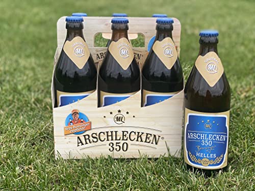 Arschlecken 350 Sixpack Männerhandtasche 6x 500 ml bayerisch Hell by Sepp Bumsinger Alc.5,2% von ML ARSCHLECKEN 350
