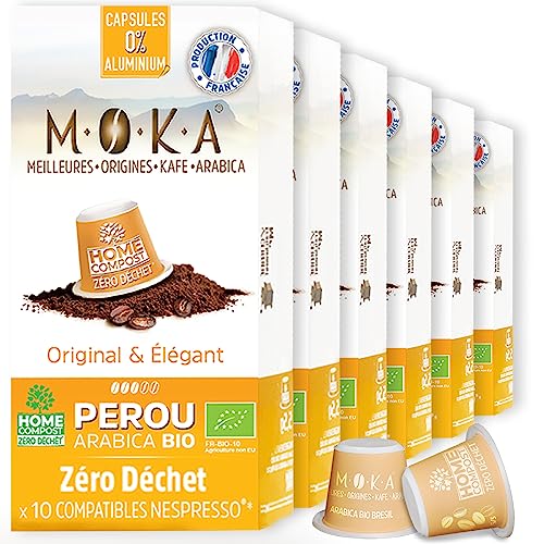 MOKA - 100% reiner Arabica-Kaffee aus Peru - Intensität 6 - Origineller und eleganter Bio-Kaffee - 100 Kapseln Kompatibel mit Nespresso - Zero Waste - Biologisch abbaubar und Home Compost - Frankreich MOKA - 100% reiner Arabica-Kaffee aus Peru - Intensität 6 - Origineller und eleganter Bio-Kaffee - 100 Kapseln Kompatibel mit Nespresso - Zero Waste - Biologisch abbaubar und Home Compost - Frankreich von TERRAMOKA
