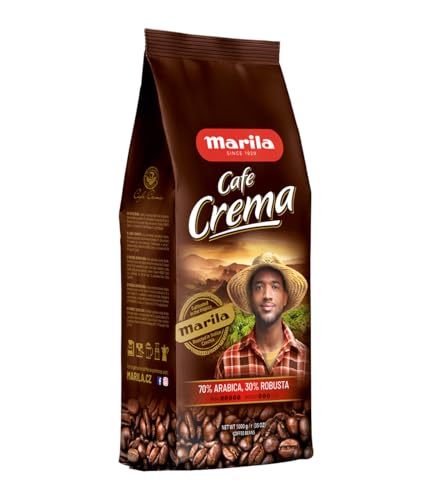 Kaffee Mokate MARILA CAFE CREMA100% Arabica-Mischung aus Kaffeebohnen 1 kg mit Schokoladen- Nussaroma | Ganze Bohnen | Perfekt für Kaffeemaschinen. Frisch geröstet, intensiverer Geschmack und Aroma von MOKATE
