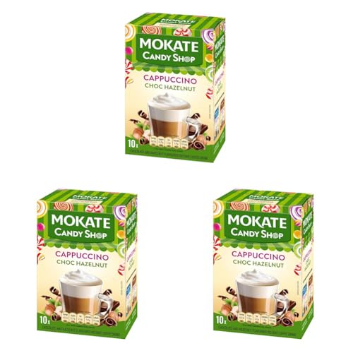 MOKATE® Cappuccino Candy Shop|10 Säckchen 220g Geschmack: Walnussgeschmack | Instantkaffee Kaffeegetränk Instantkaffee Samtig und Aromatisch Cremiger Getränk Getränkepulver (Packung mit 3) von MOKATE